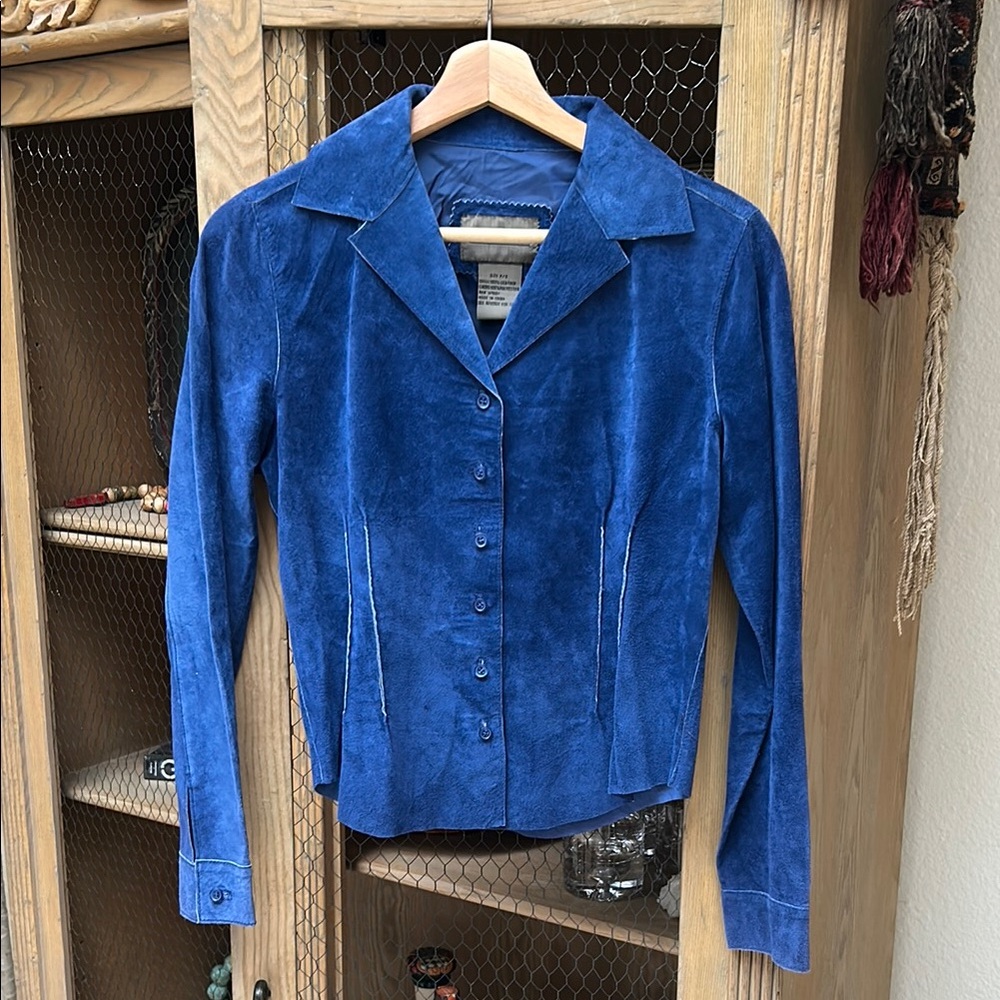 Vintage Brandon Thomas Blue Suede Jacket Top